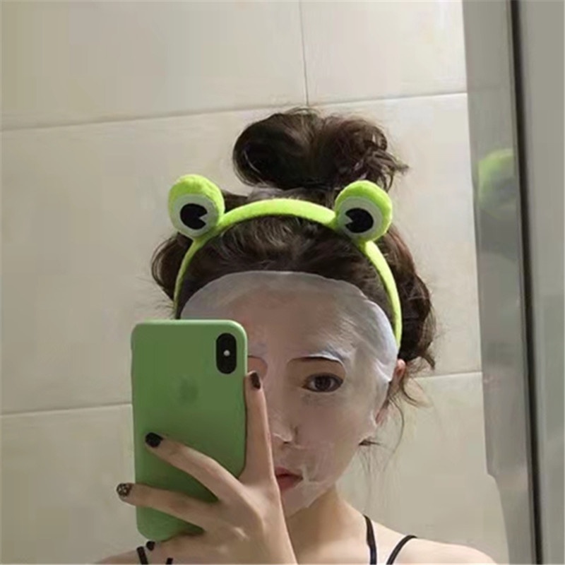 Băng Đô Rửa Mặt Trang Điểm Hình Ếch Xanh Dễ Thương Kiểu Hàn Quốc