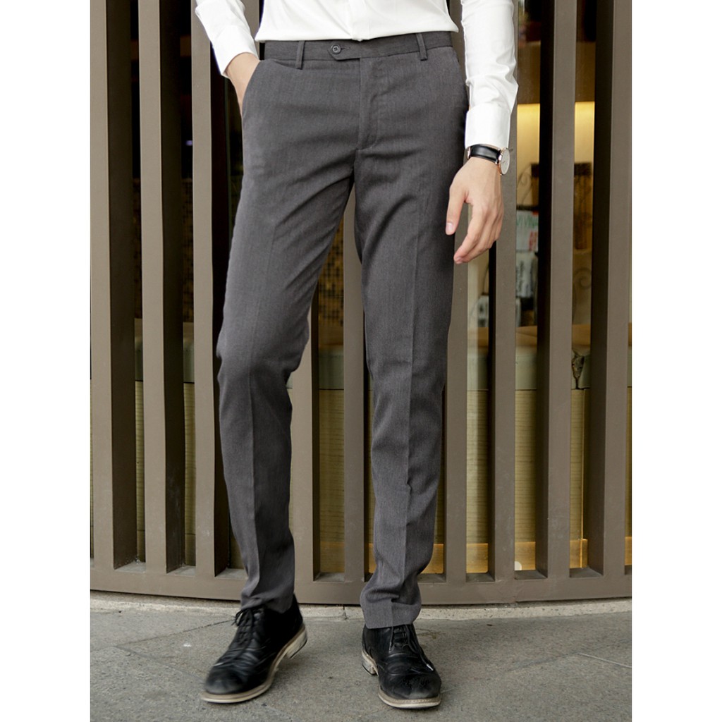 Quần Âu Nam Xám Đậm loại đẹp Quần Tây nam co dãn không nhăn không xù dáng hàn quốc | BigBuy360 - bigbuy360.vn