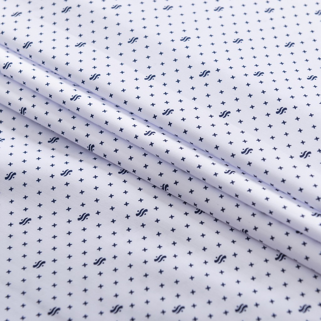 Áo Sơ Mi Nam Công Sở Trung Niên Anton Somianton Màu Trắng Họa Tiết Chấm Bi Ngắn Tay Vải Cotton Anton - 808