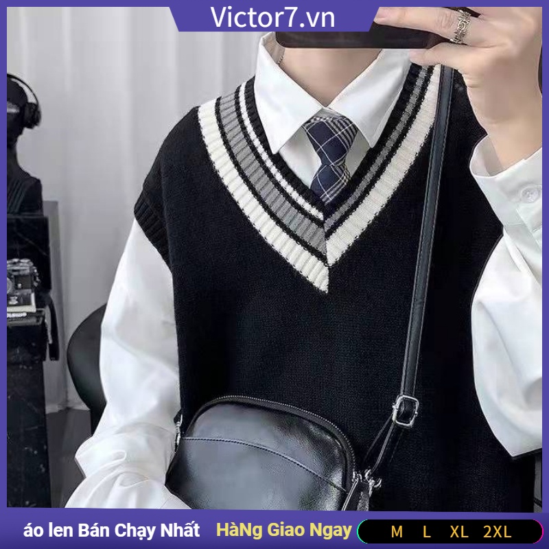 áO Gile Men'S Thermal Shirt áO Nỉ Cổ Chữ V ThờI Trang Cho Nam Nữ Size M-2xl Striped Fashion Korean Style Sweater áO Vest