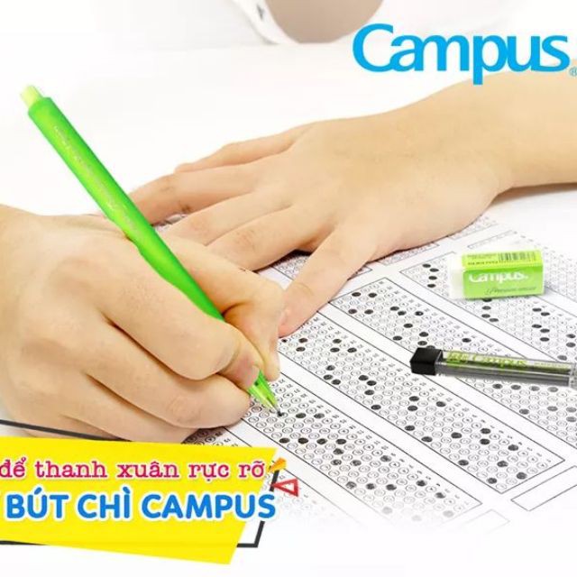 Bút chì trắc nghiệm ( bút chì bấm ) CAMPUS, HÀNG CHÍNH HÃNG, ngòi 1.3, màu sắc tươi sáng, thiết kế đẹp mắt0