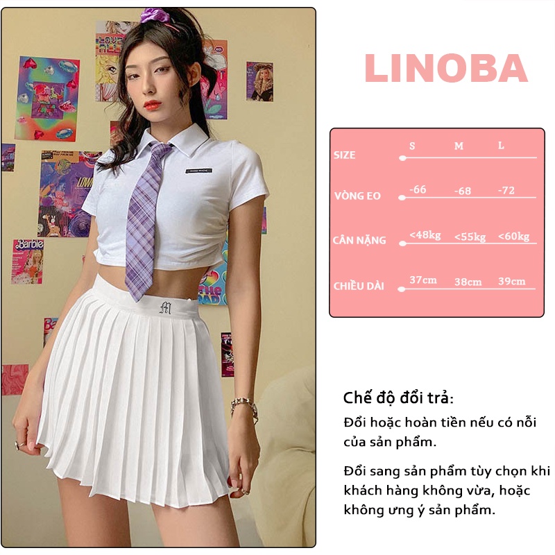 Chân váy tennis xếp ly ngắn trắng bigsize họa tiết thêu cạp có quần trong LINOBA CV03 | BigBuy360 - bigbuy360.vn