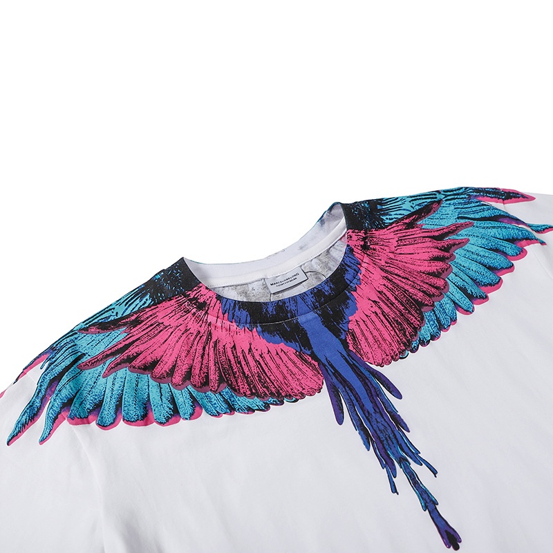 Áo Thun Cotton Ngắn Tay In Hình Đôi Cánh Màu Cổ Điển Thời Trang Dành Cho Nữ Và Nam