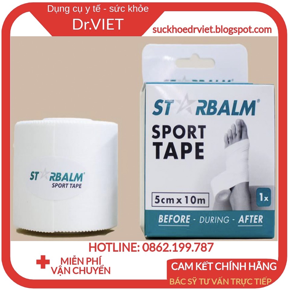 BĂNG VẢI THỂ THAO STARBALM HÀ LAN CHÍNH HÃNG BẢO VỆ VÀ HỖ TRỢ CƠ, KHỚP KHI TẬP LUYỆN, CHƠI THỂ THAO HIỆU QUẢ