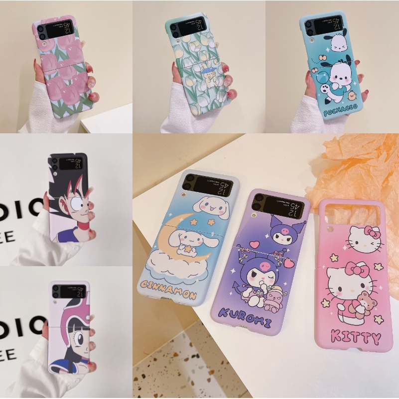 Ốp Điện Thoại PC Cứng Chống Sốc Hình Hoa Tulip Hoạt Hình Cho Samsung Galaxy Z Flip 3 4 5G