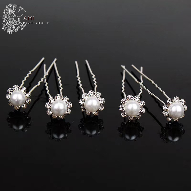 N07_Hoa Cài Tóc Cô Dâu Đính Đá và Hạt Trai, Trang Điểm Cô Dâu, Make Up Tiệc, Phụ Kiện Cưới và Trang Điểm