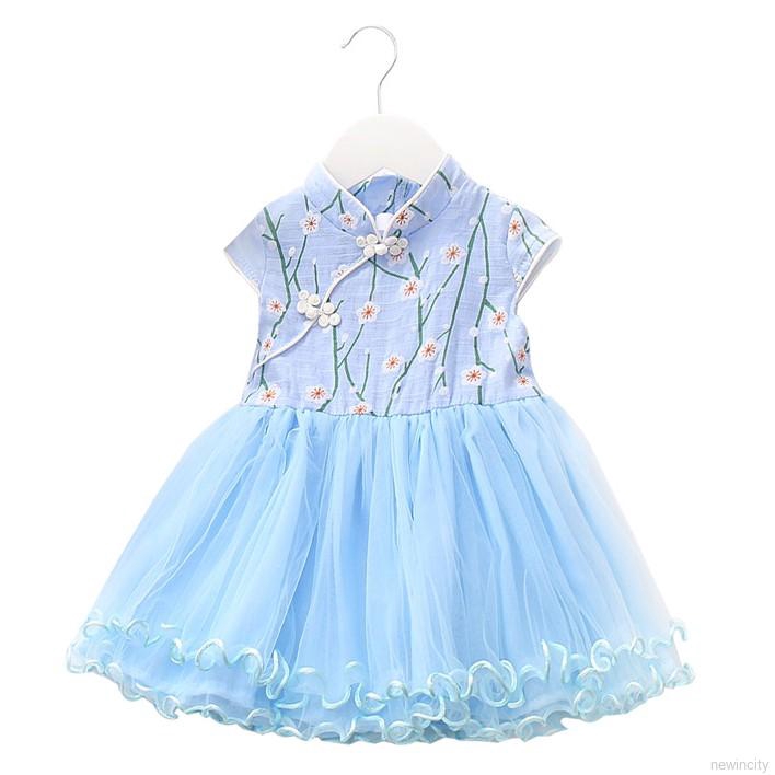 Đầm cotton sát nách in hoa dễ thương cho bé gái