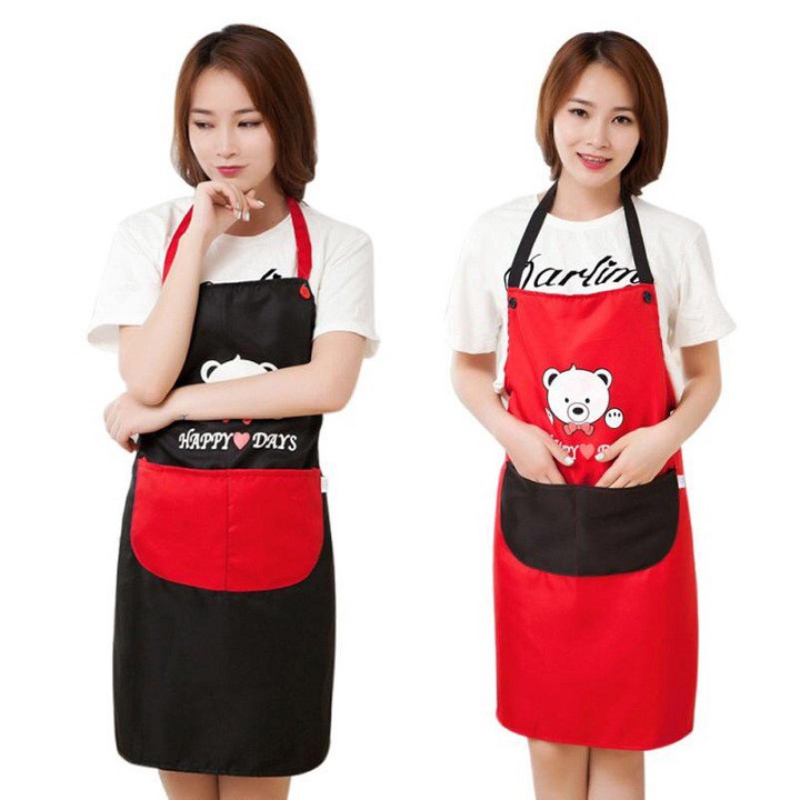 Tạp Dề Chống Thấm Hình Gấu SMK APRON Khó Bám Bẩn, Dễ Giặt Sạch Siêu Đẹp, Kiểu Dáng Hàn Quốc