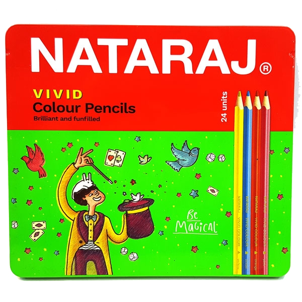 Bút Chì Dài 24 Màu Vivid Hộp Sắt - NATARAJ  404253 - NATARAJ