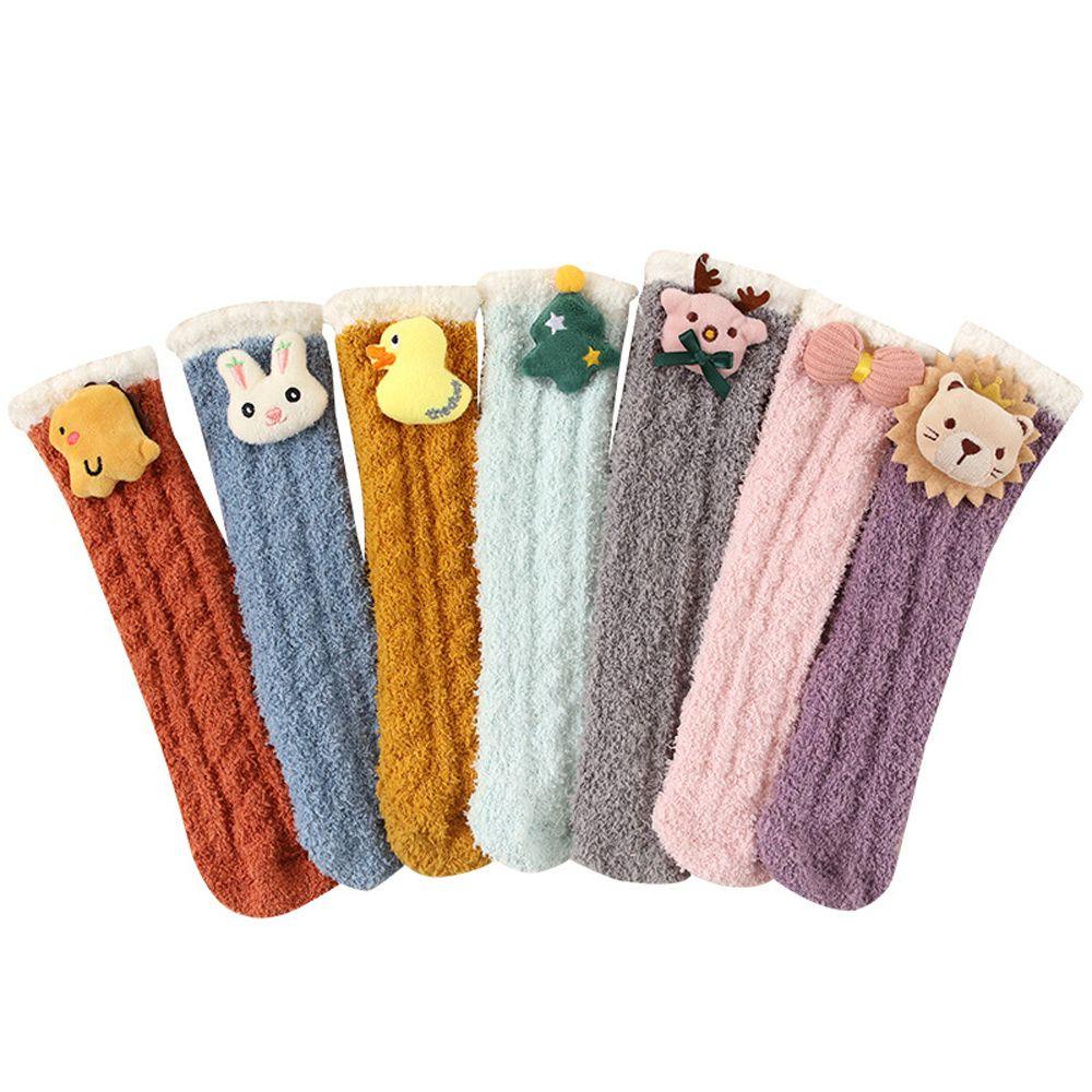 Vớ Dài Qua Gối Vải Lông Cừu San Hô Dày Mềm Mại Giữ Ấm Họa Tiết Giáng Sinh Dễ Thương Dành Cho Bé
