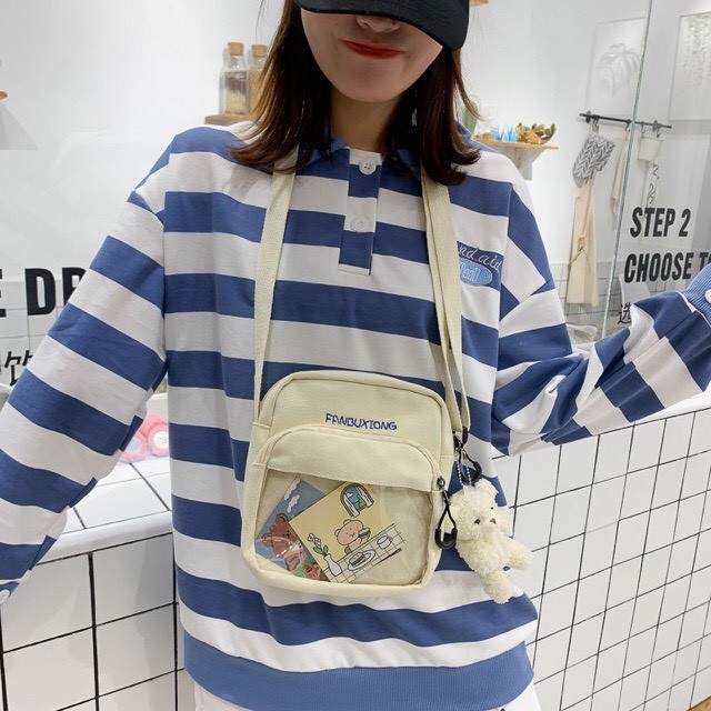 Túi Vải Đeo Chéo Mini Bóng kính Style Hàn Quốc Mẫu Mới Hot Trend 2021 thời trang hazin mã 21