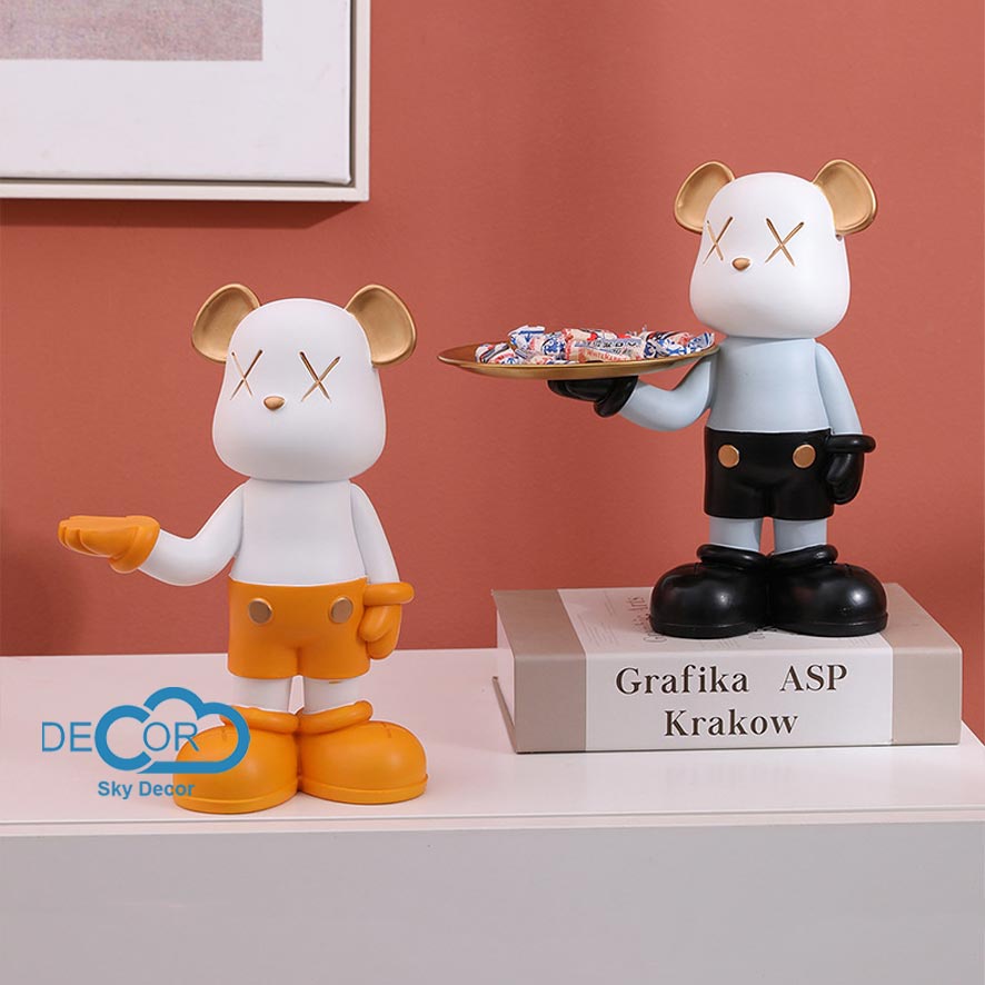 Gấu bê khay Sky Decor Bearbrick - Mô hình, decor phòng khách, quà tặng