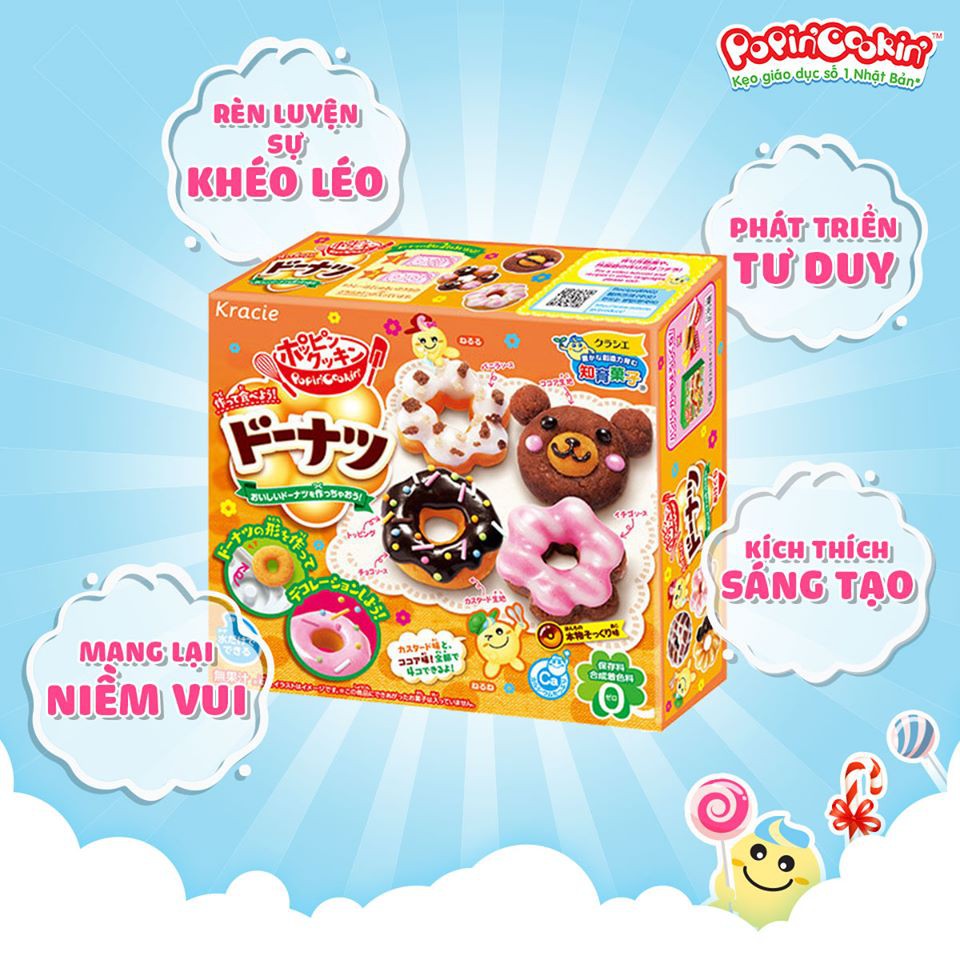 Combo 2 hộp kẹo Popin Cookin đồ chơi sáng tạo ăn được gồm : Bánh Donut + 1 hộp kẹo tự chọn chính hãng