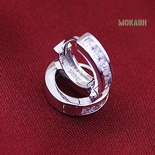 Bông Tai Mạ Bạc Dạng Vòng Đính Đá Thời Trang Dành Cho Nam