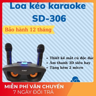 Loa karaoke bluetooth mini giá rẻ sd 306 kèm micro không dây-bh 6 tháng