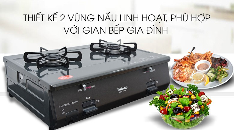 Bếp gas Paloma PA-209J Hàng Nhập Khẩu Chính hãng trưng bày +Tặng Dây gas,7 kW/h/2 lò đánh lửa IC nhanh, nhẹ, đầ