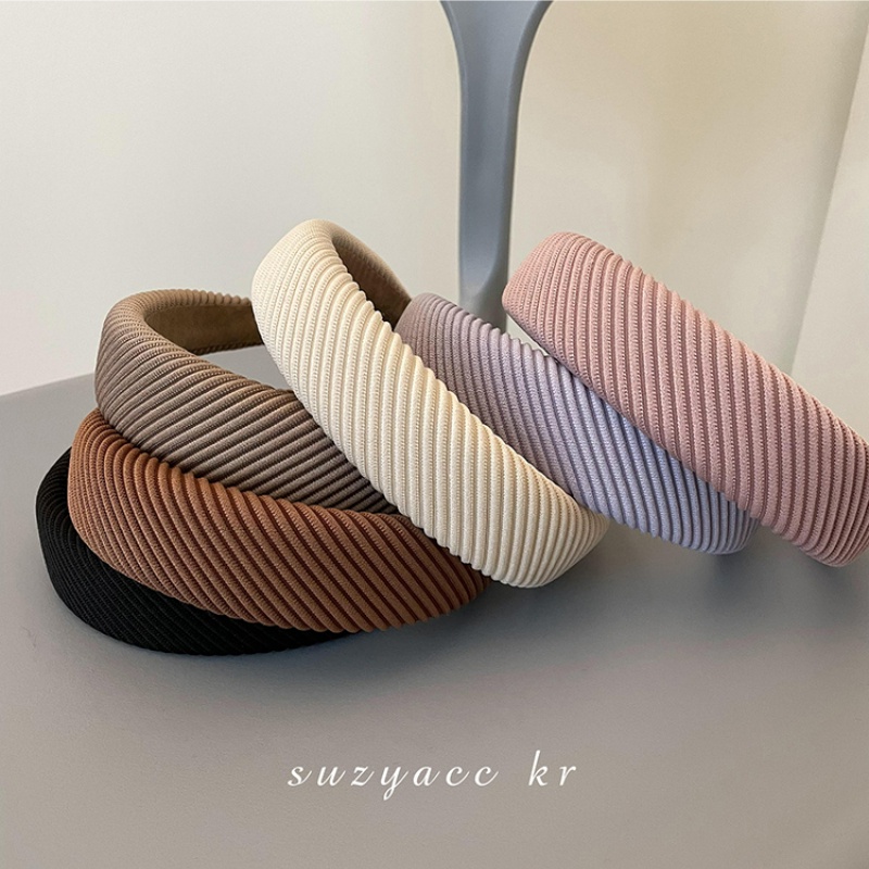 Băng Đô Cài Tóc Bản Rộng Kẻ Sọc Đơn Giản Thời Trang Hàn Quốc Cho Nữ