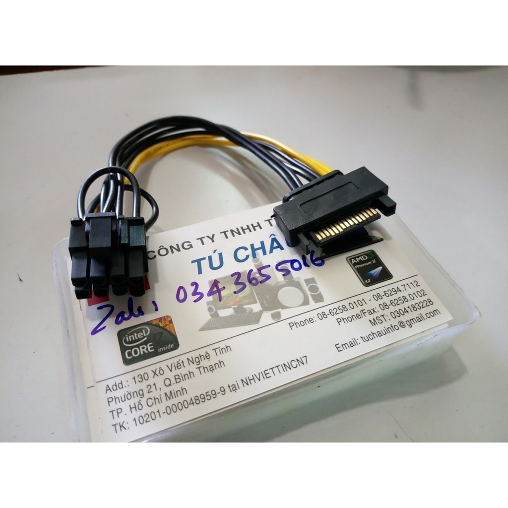 Cáp nguồn chuyển từ SATA ra 6 Pin hoăc 8 Pin dành VGA - Card màn hình