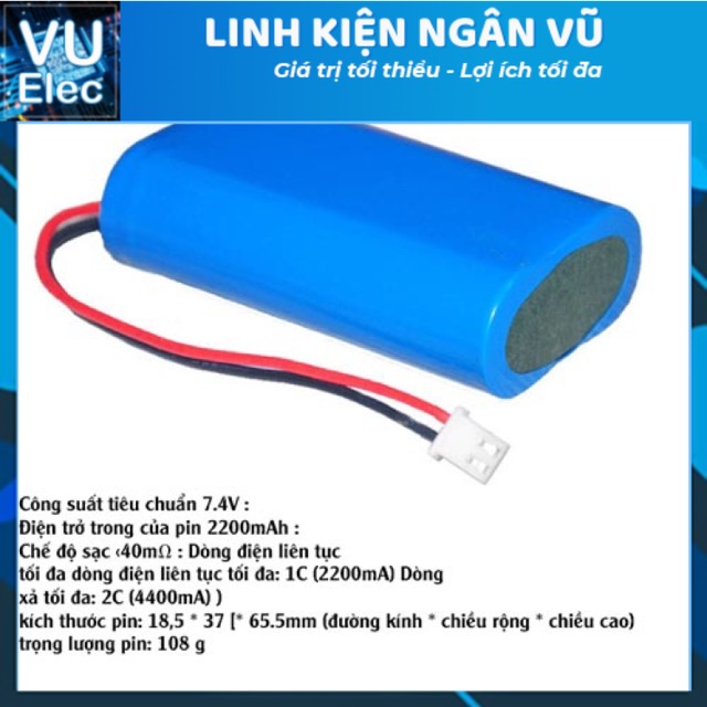 Pin máy trợ giảng 7,4v 2000mah có mạch bảo vệ sạc xả