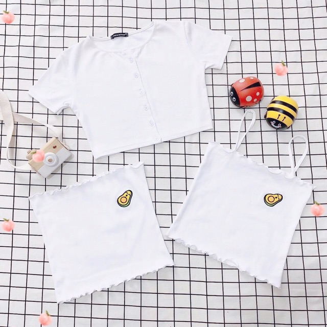 Áo TubeTop Thêu 🥑 Avocado Ulzzang Ảnh Thật