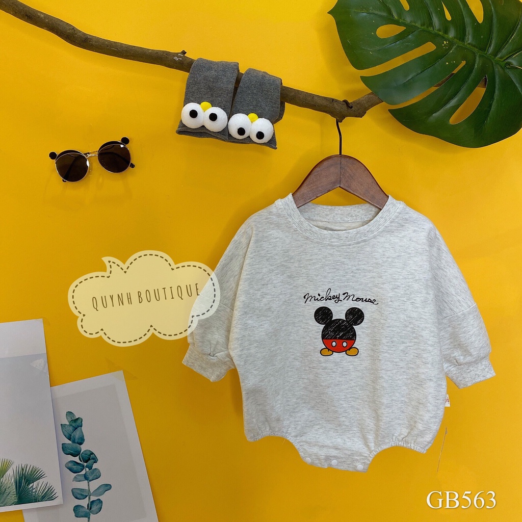 Quần áo trẻ em Quỳnh Boutique Mẫu body Chuột Mickey dài tay siêu yêu cho bé