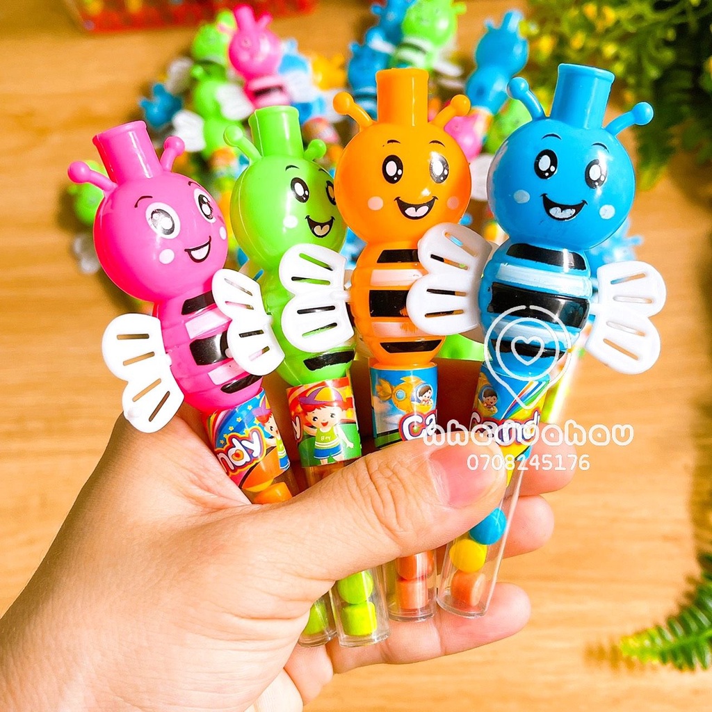 Combo 3 cây kẹo đồ chơi hình chong chóng có còi sắc màu hàng cty VN chất lượng cao