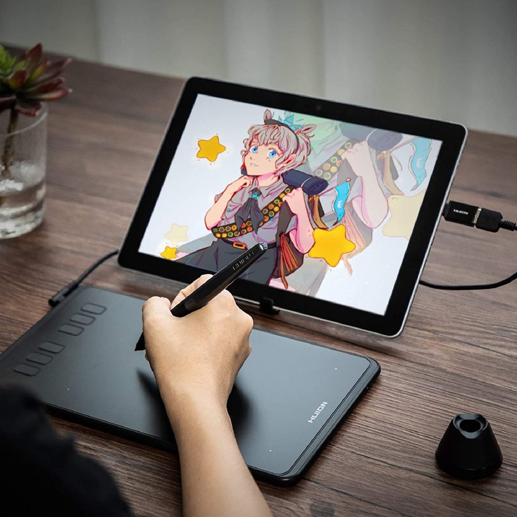 Bảng vẽ đồ họa HUION H640P kèm bút vẽ không cần pin