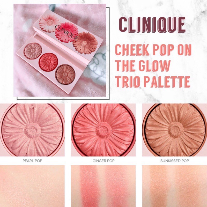 BẢNG PHẤN MÁ - TẠO KHỐI - BẮT SÁNG CLINIQUE CHEEK POP ON THE GLOW TRIO PALETTE CHÍNH HÃNG - 3768