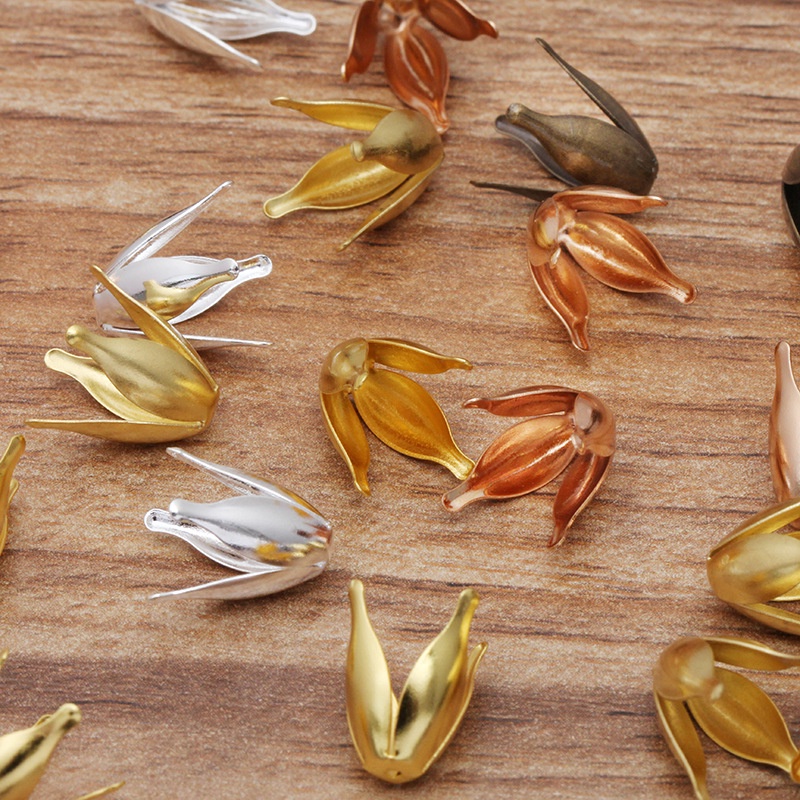 5 phiến hoa rơi chụp nụ hoa 4 cánh 13mm nguyên liệu làm trâm làm trang sức cổ trang