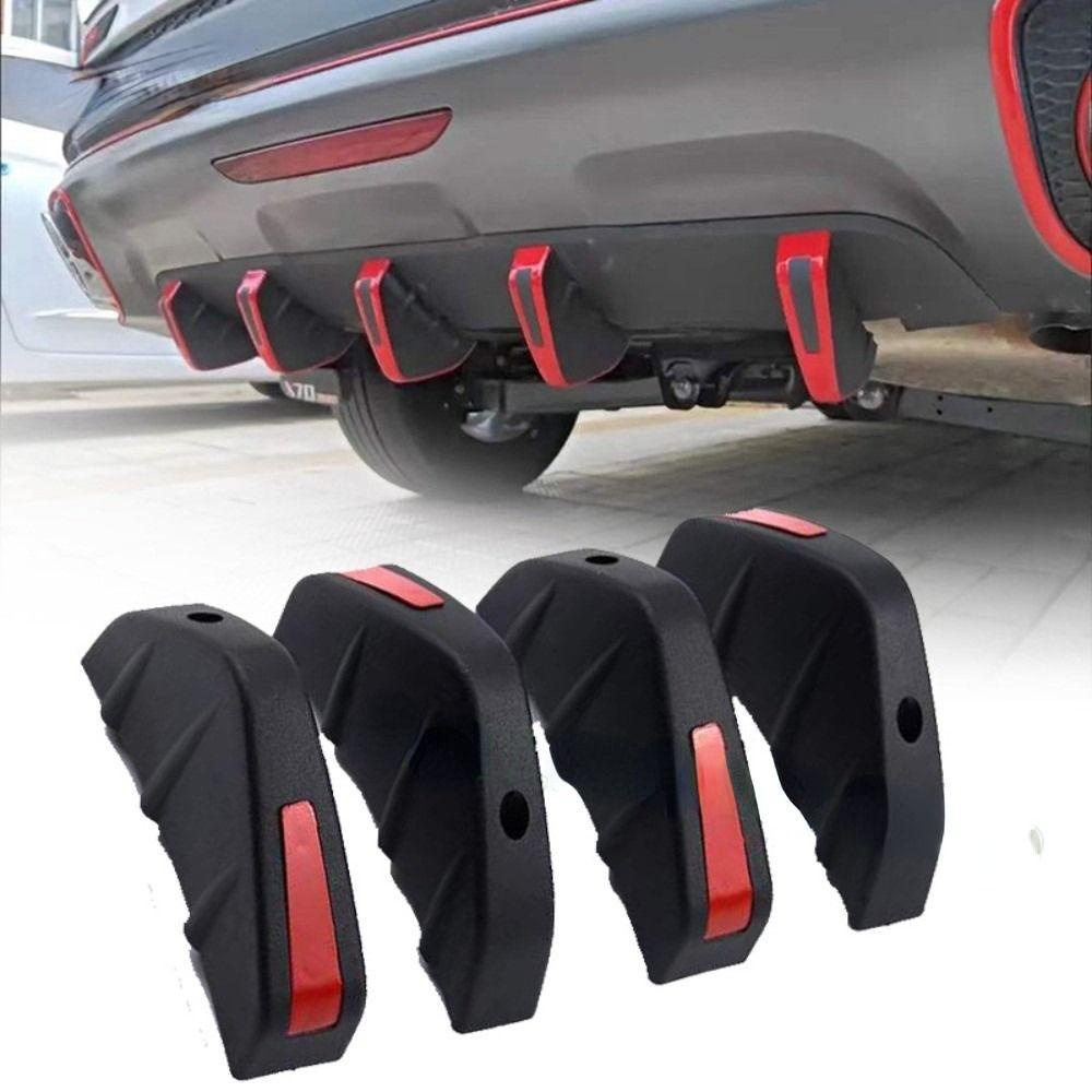 Set 4 Phụ Kiện Cản Sau Xe Hơi Bằng Sợi Carbon Chống Mòn Màu Đỏ Đen