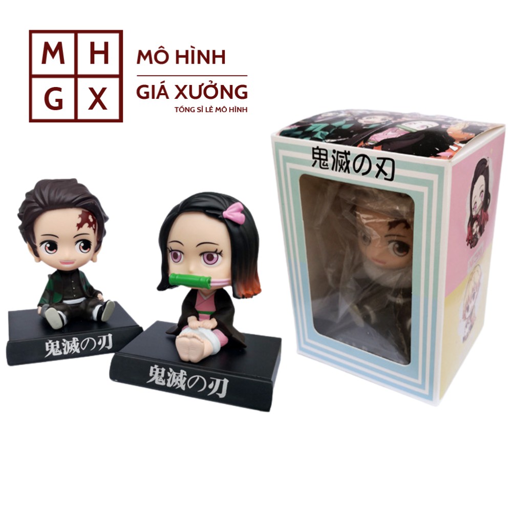 Mô Hình Kimetsu no Yaiba Chibi lắc đầu Kamado Tanjirou ,Hashibira Inosuke, Agatsuma Zenitsu , Kamado Nezuko - Figure