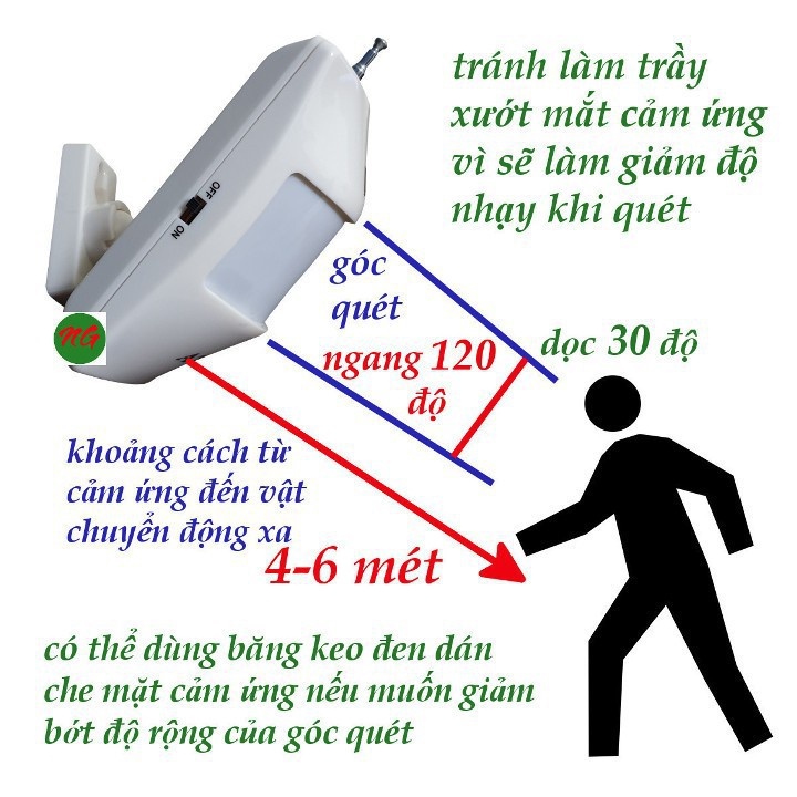 [TẶNG KÈM PIN] Chuông báo khách kết hợp báo trộm cảm ứng chuyển động hồng ngoại DK-868