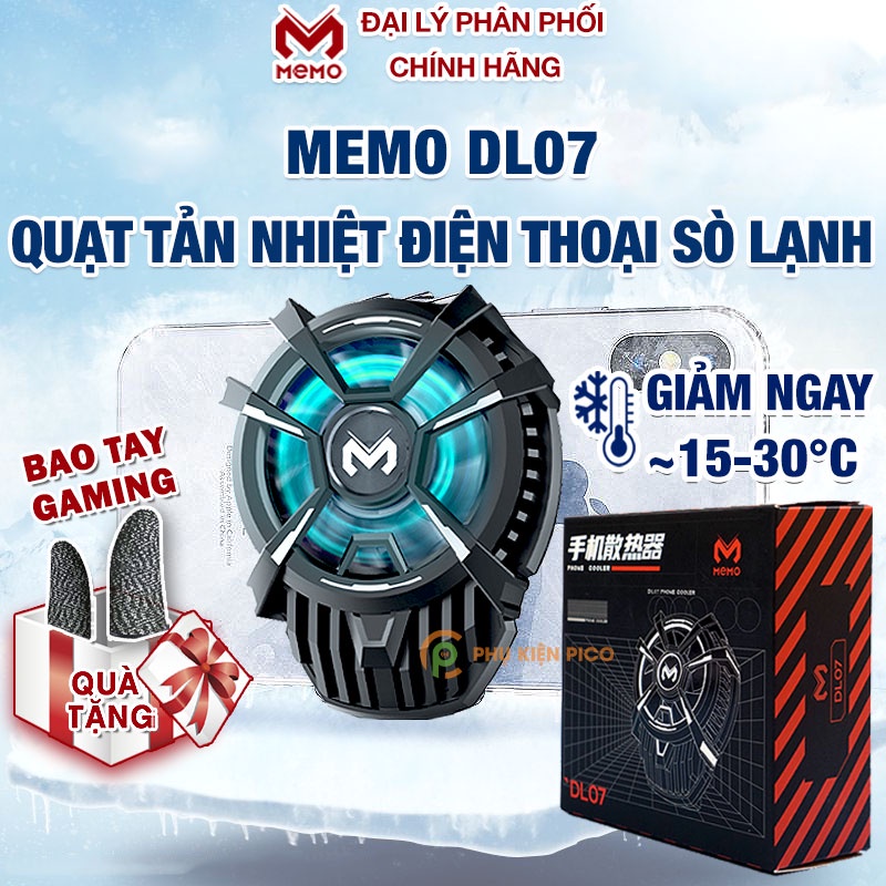 Quạt tản nhiệt điện thoại Memo DL07 / DL08 / DL05 / DLA2 / DLA3 / DL10 tản nhiệt gaming sò lạnh siêu mát, LED RGB