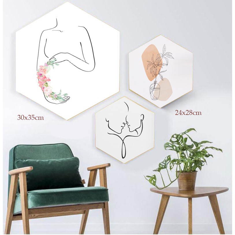 Set tranh dán tường decor lục giác | BigBuy360 - bigbuy360.vn