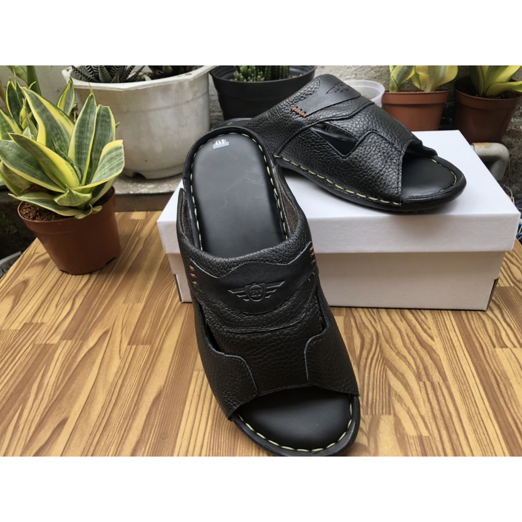Dép da nam quai ngang giá rẻ nhất - chất liệu da bò 100%