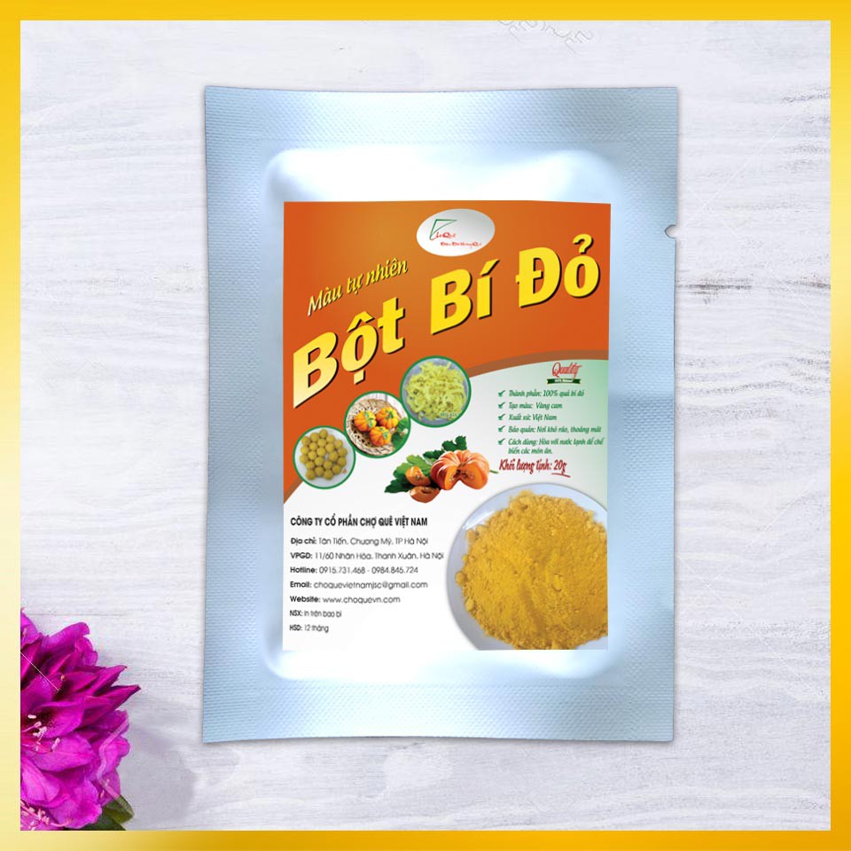 Bột Bí Đỏ [Bột Rau Củ] Tạo Màu Thực Phẩm Tự Nhiên Nguyên Chất Màu Vàng 20gr/50gr/100gr