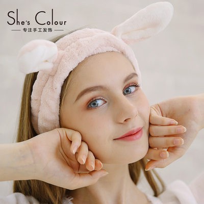 Kem rửa mặt dây đeo tóc nữ hàn quốc dễ thương tai thỏ Headband hoạt hình đơn giản Thỏ lông nhung Headband Headband