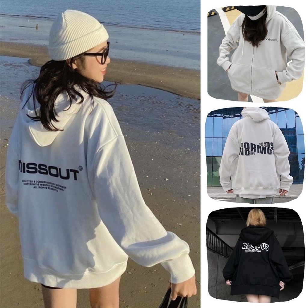 Áo khoác hoodie zip Missout unisex tay phồng nam nữ , chất nỉ ngoại dày dặn hình in kỹ thuật số cao cấp 123SHOP