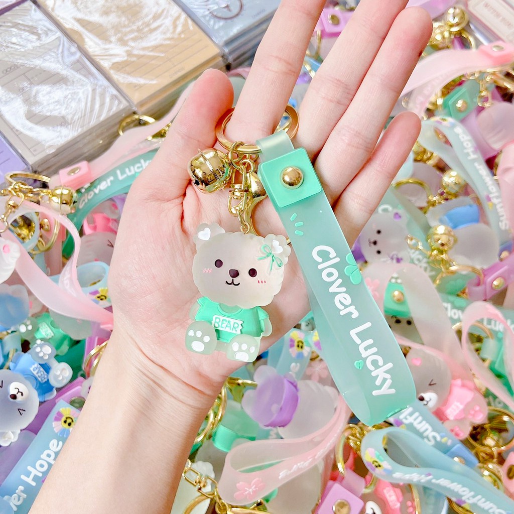 Móc khóa dễ thương gấu Bear trong veo, móc khóa đôi cute hot trend tiktok