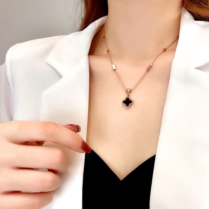 Dây chuyền nữ TITAN NGUYÊN CHẤT KHÔNG GỈ vòng cổ cỏ 4 lá phong cách hàn quốc thời trang thanh lịch