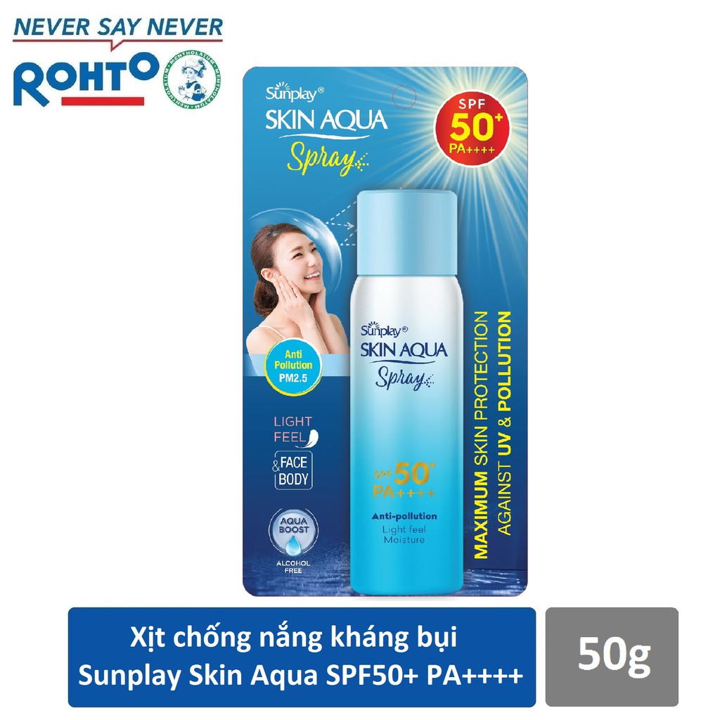 Xịt chống nắng kháng bụi Sunplay Skin Aqua Anti Pollution Spray SPF50+ PA++++ 50g