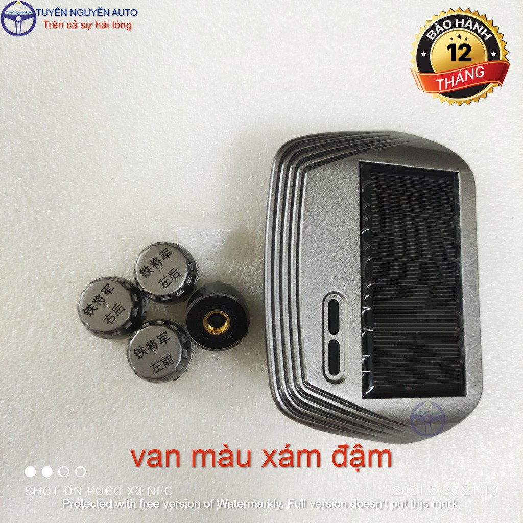 Cảm biến áp suất lốp Steelmate T023-D van ngoài màu xám dùng pin năng lượng mặt trời mẫu mới ren kim loại đồng