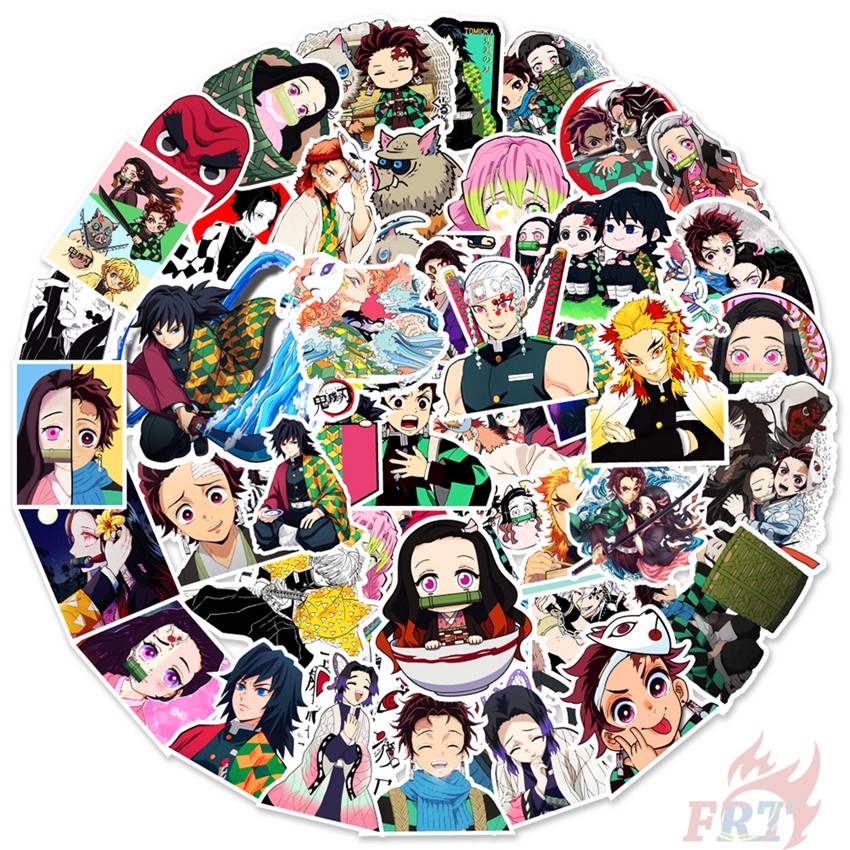 Bộ 100 Cái / Bộ ❉ Hình Dán Trang Trí In Hình Nhân Vật Anime Kimetsu no Yaiba Xinh Xắn ❉ Miếng Dán Thời Trang Chống Thấm Nước Hình Demon Slayer