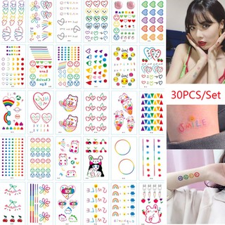 Set 30 Hình Xăm Dán Tạm Thời Chống Nước Hình Mặt Cười