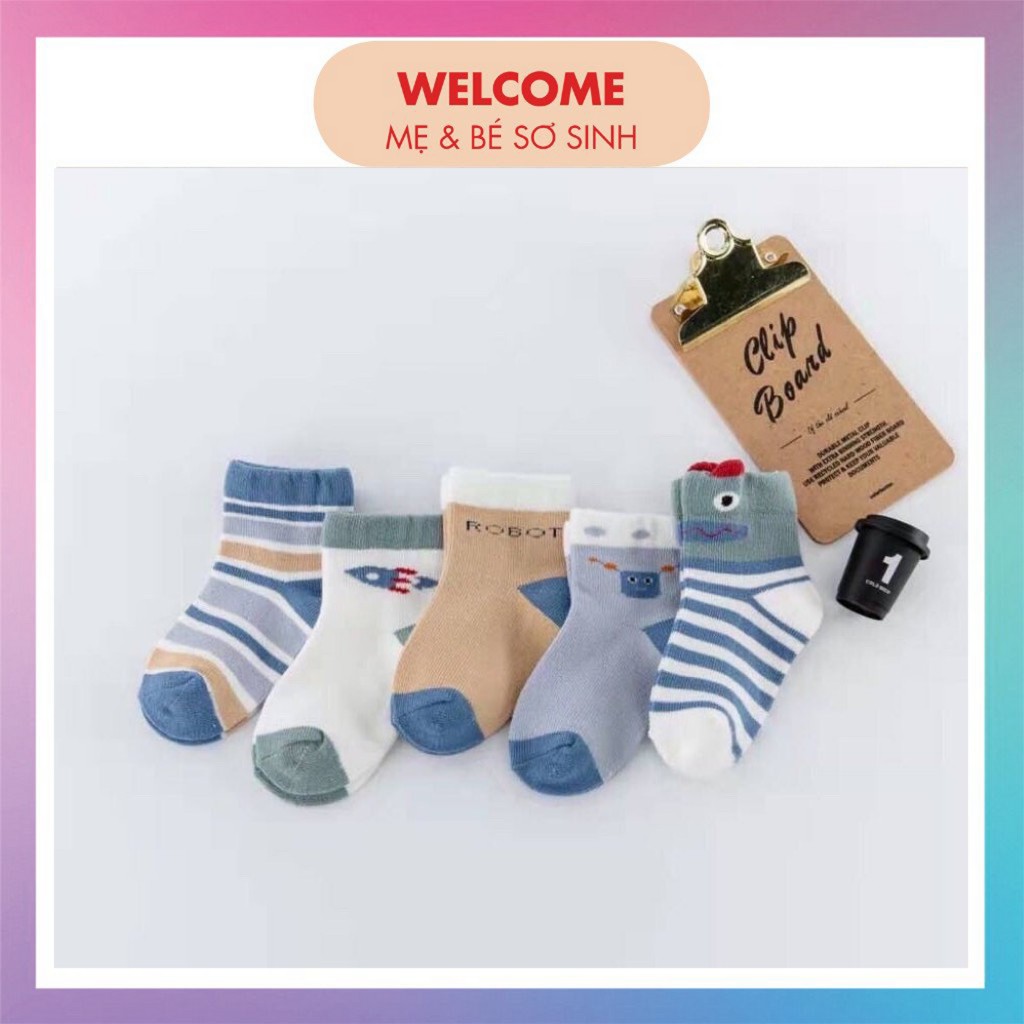 TẤT TRẺ EM ⚡️FREESHIP⚡️ Set 5 Đôi Tất Cao Cấp 100% Cotton Cho Bé