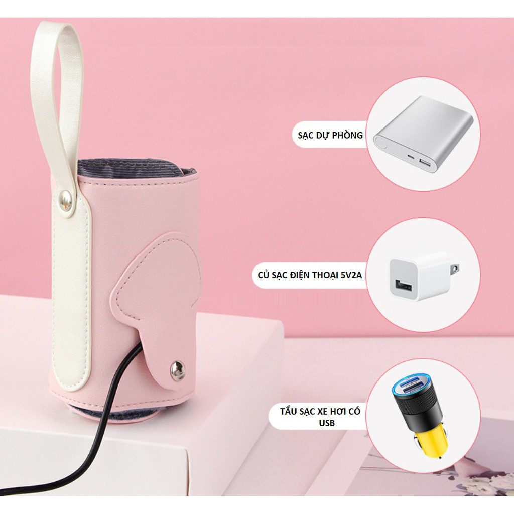 Túi hâm ủ bình sữa giữ nhiệt 40-45°C nguồn USB cao cấp- Three Daddies