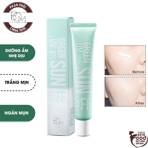 Kem Chống Nắng Dưỡng Ẩm Nhẹ Dịu Cho Mọi Loại Da B.O.M Green UV Sun Off SPF50+ PA++++ 50ml