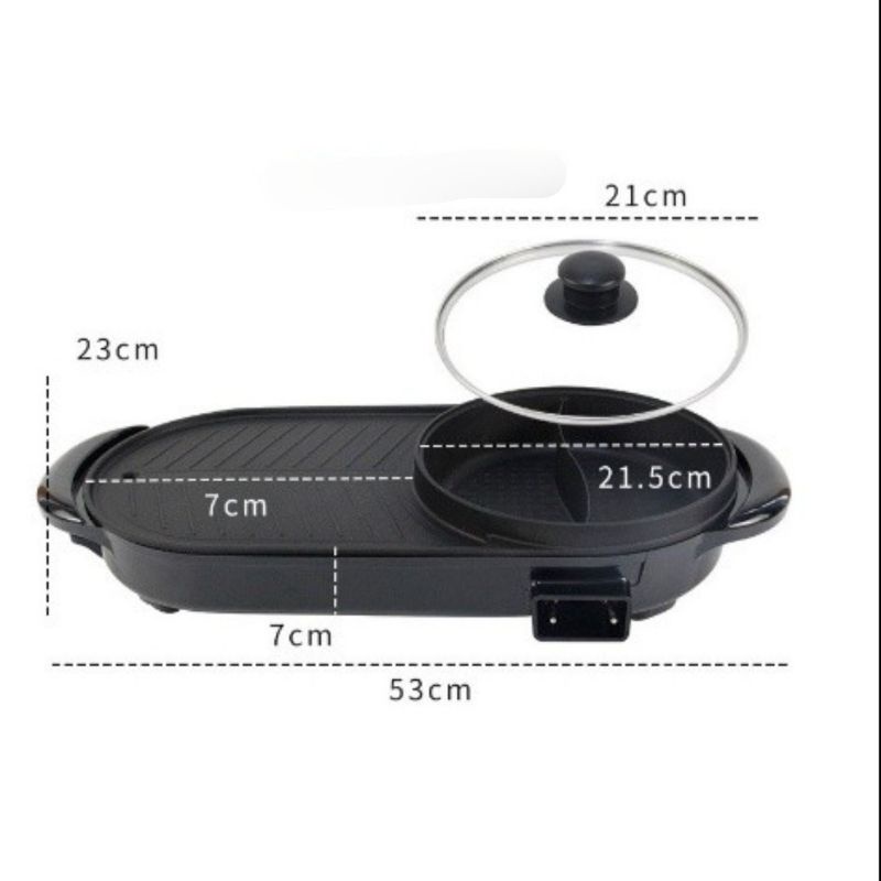 Bếp Nướng Lẩu 2 Ngăn Đa Năng, Nồi Lẩu Nướng 2in1 Hàng Nội Địa Siêu Bền, Kiểu Dáng Hàn Quốc
