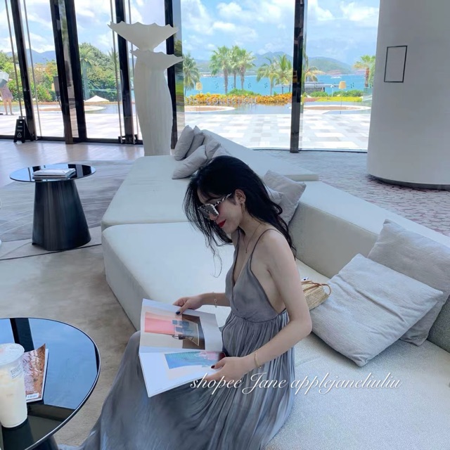 JANE’S sẵn Đầm maxi hở lưng xoè bồng bềnh hai dây quyến rũ SATIN ( kèm ảnh khách) J0248 | BigBuy360 - bigbuy360.vn