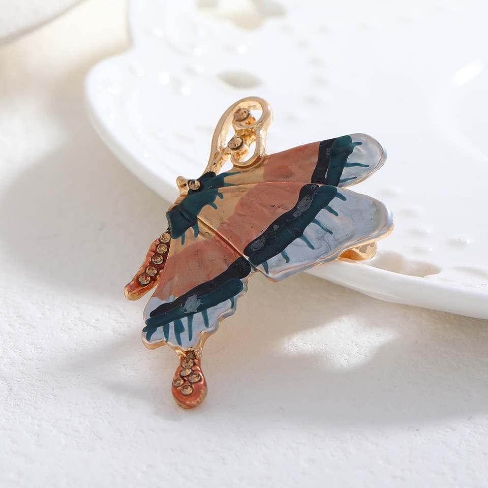 Ghim Cài Áo Hình Bướm Tráng Men Đính Đá Sang Trọng Cho Nữ